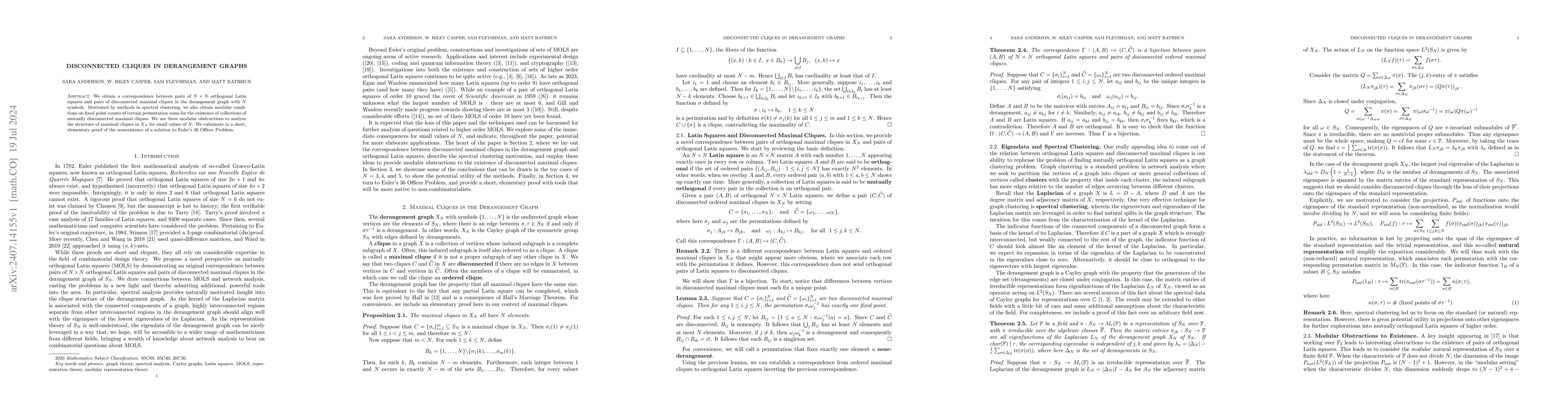 Thumbnail for Disconnected Cliques in Derangement Graphs