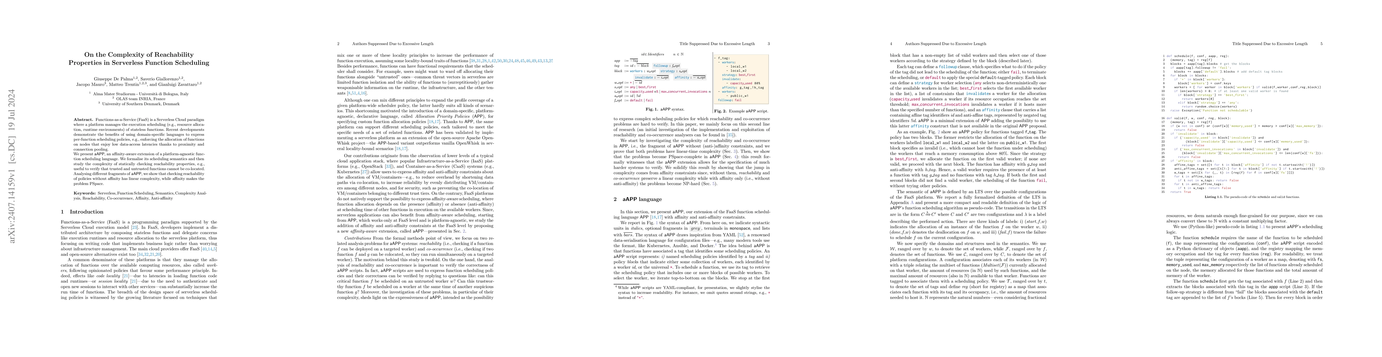 Thumbnail for On the Complexity of Reachability Properties in Serverless Function
  Scheduling
