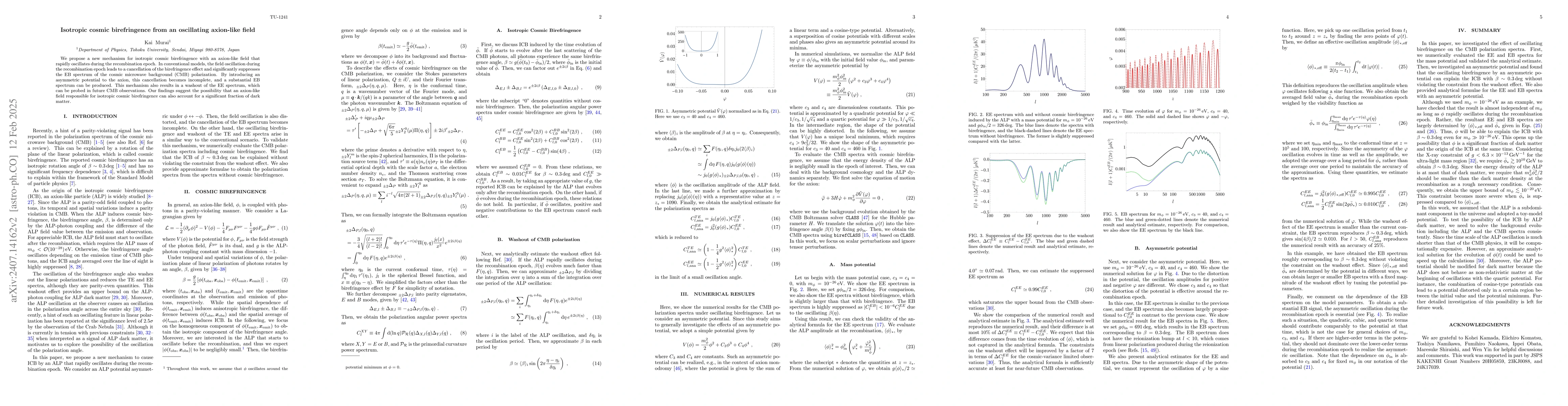 Thumbnail for Isotropic cosmic birefringence from an oscillating axion-like field