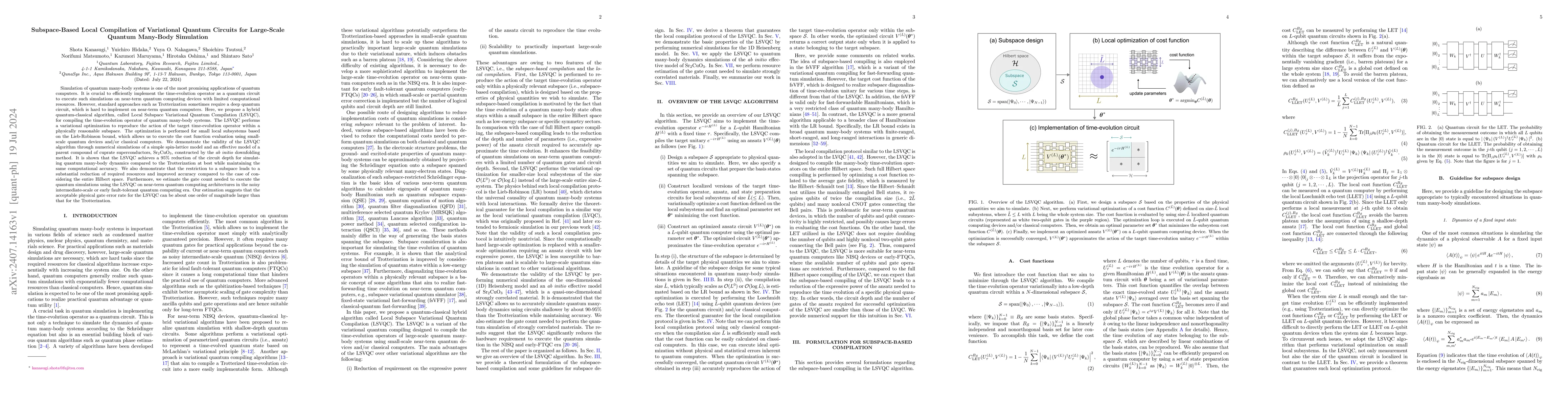 Thumbnail for Subspace-Based Local Compilation of Variational Quantum Circuits for
  Large-Scale Quantum Many-Body Simulation