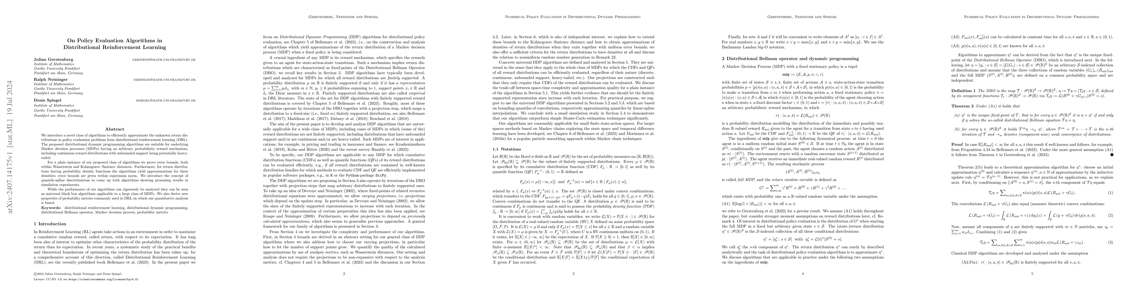 Thumbnail for On Policy Evaluation Algorithms in Distributional Reinforcement Learning