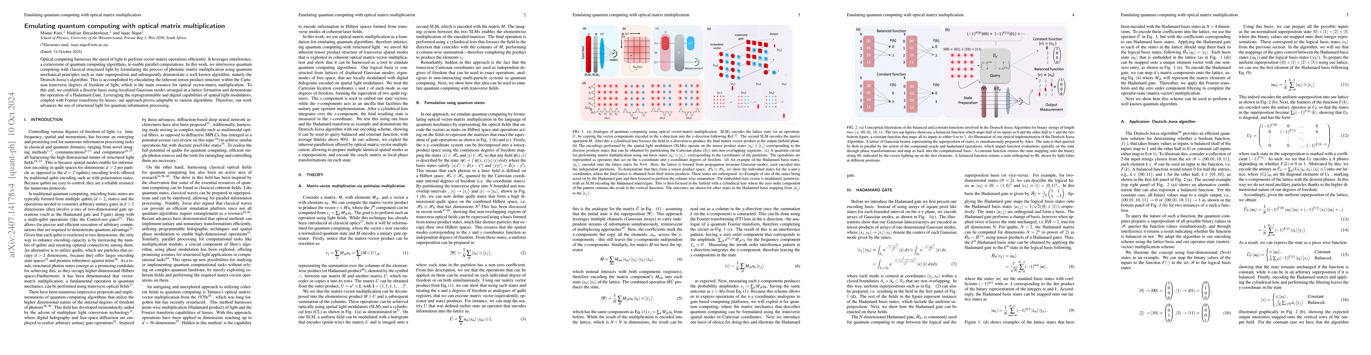 Thumbnail for Emulating quantum computing with optical matrix multiplication