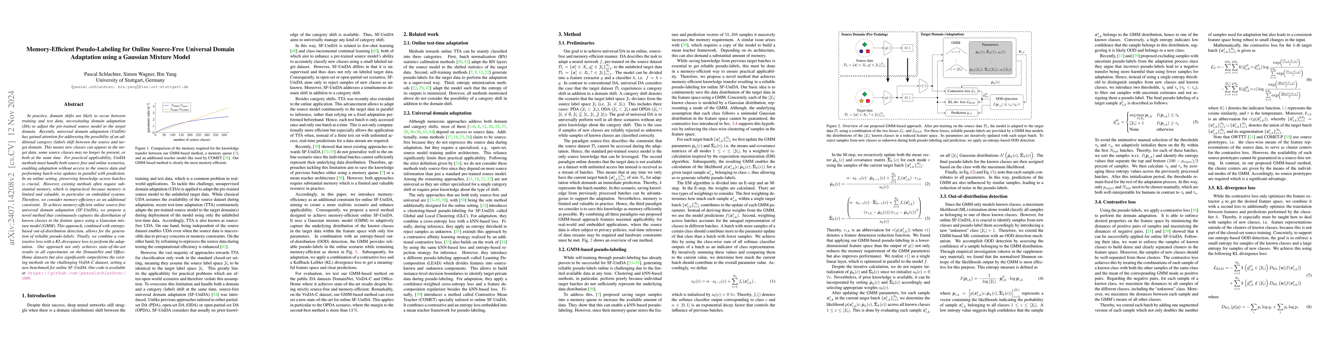Thumbnail for Memory-Efficient Pseudo-Labeling for Online Source-Free Universal Domain
  Adaptation using a Gaussian Mixture Model