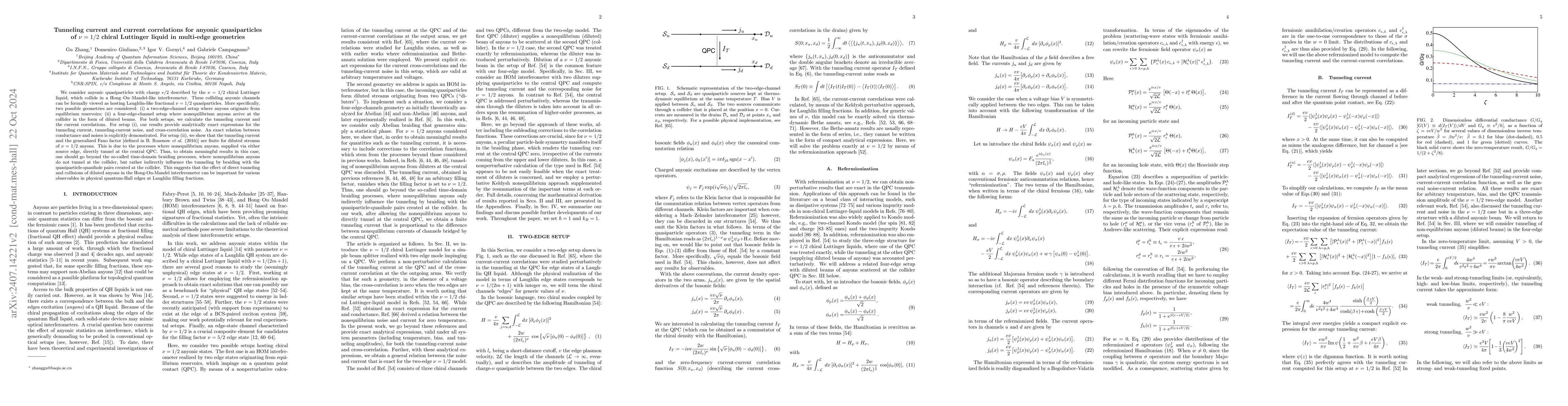 Thumbnail for Tunneling current and current correlations for anyonic quasiparticles of
  ν = 1/2 chiral Luttinger liquid in multi-edge geometries