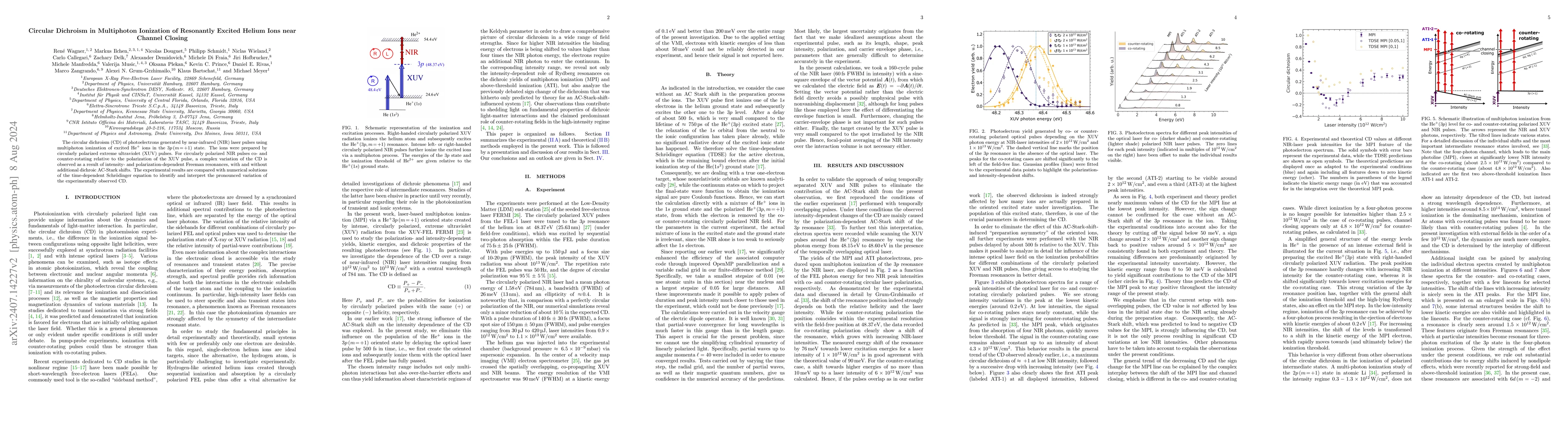 Thumbnail for Circular Dichroism in Multiphoton Ionization of Resonantly Excited
  Helium Ions near Channel Closing