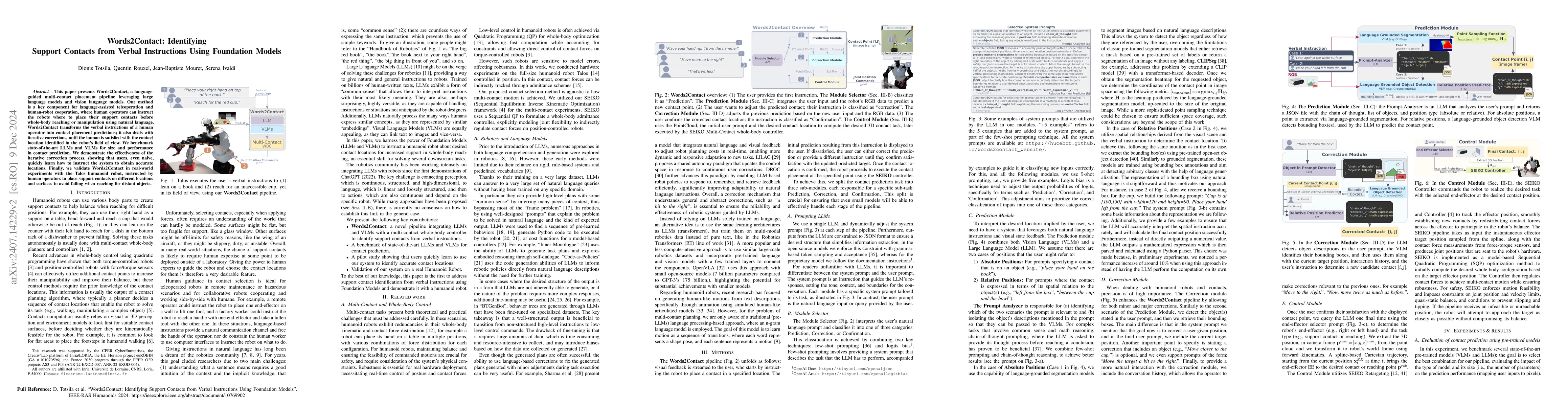 Thumbnail for Words2Contact: Identifying Support Contacts from Verbal Instructions
  Using Foundation Models