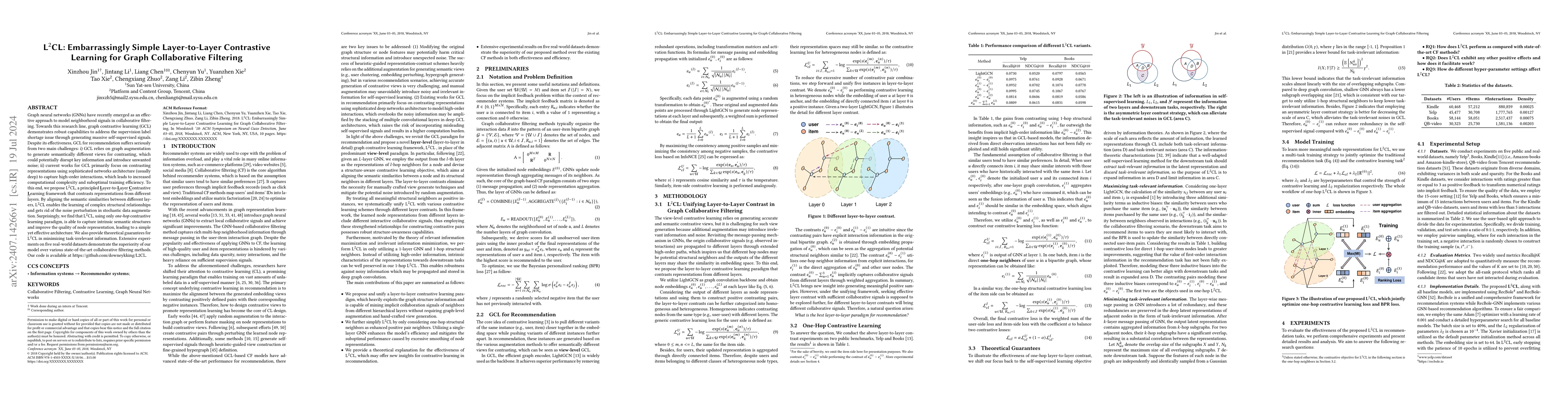 Thumbnail for L^2CL: Embarrassingly Simple Layer-to-Layer Contrastive Learning for
  Graph Collaborative Filtering