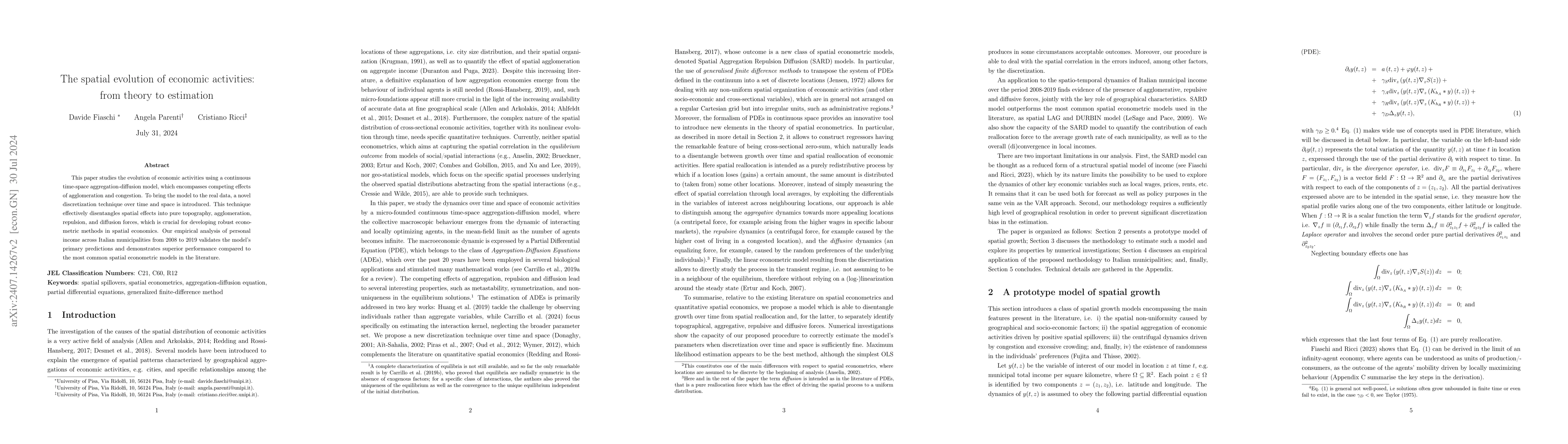Thumbnail for The spatial evolution of economic activities: from theory to estimation