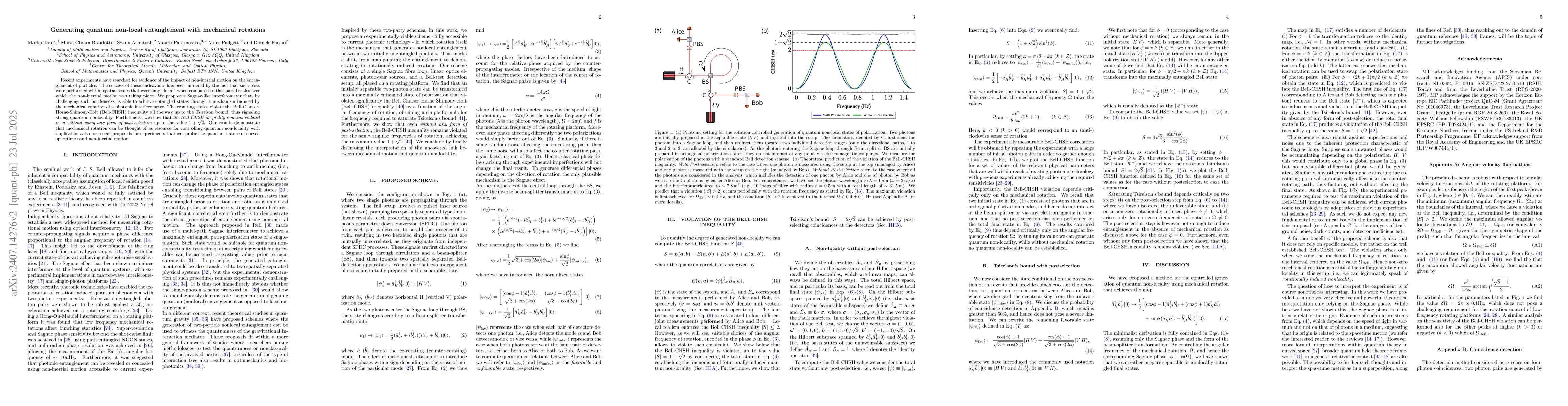 Thumbnail for Generating quantum non-local entanglement with mechanical rotations