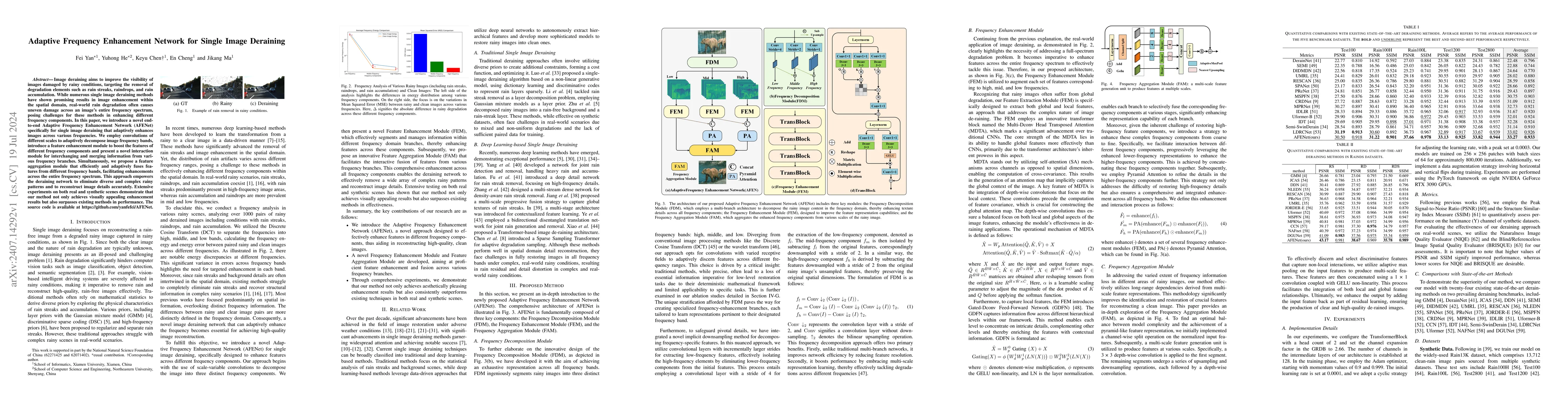 Thumbnail for Adaptive Frequency Enhancement Network for Single Image Deraining