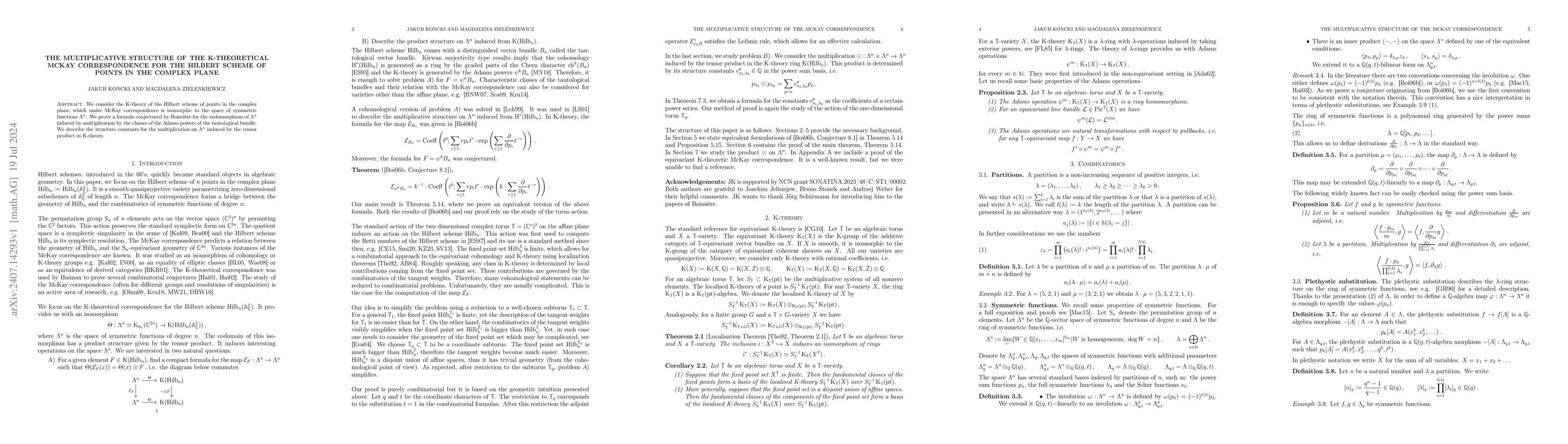 Thumbnail for The multiplicative structure of the K-theoretical McKay correspondence
  for the Hilbert scheme of points in the complex plane