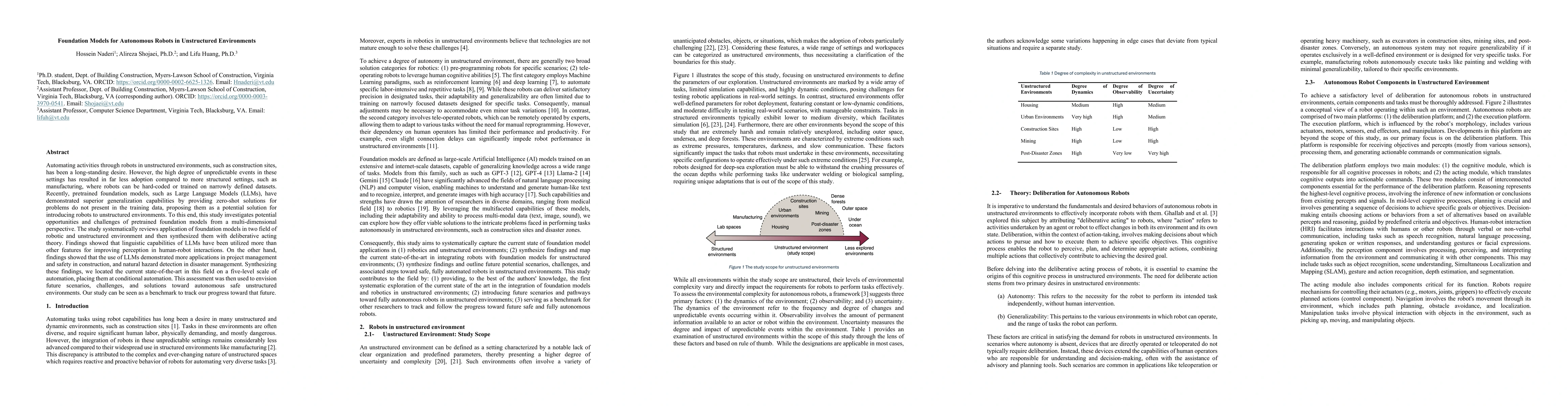 Thumbnail for Foundation Models for Autonomous Robots in Unstructured Environments