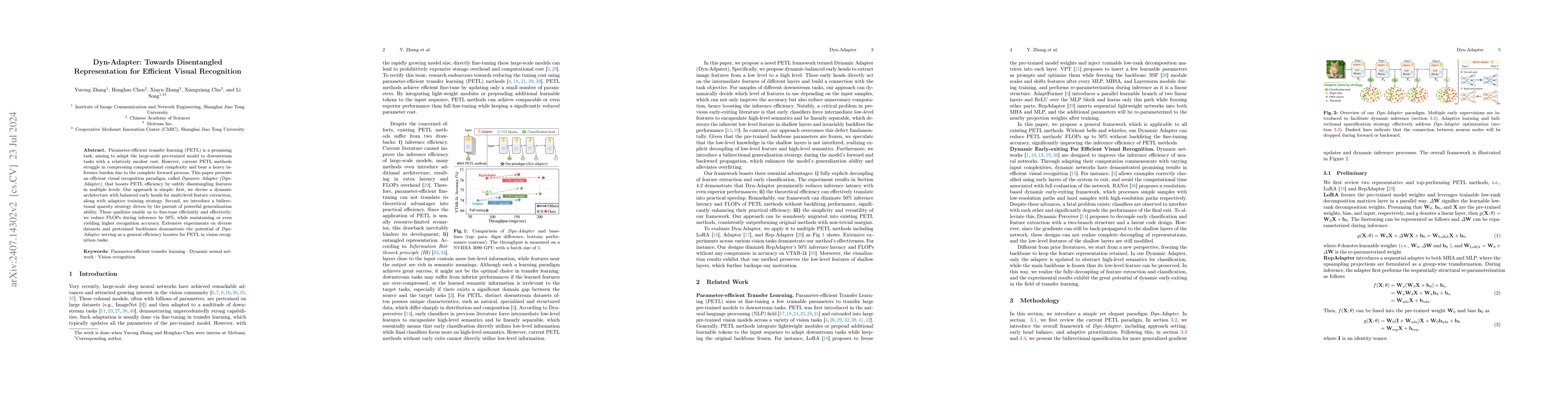 Thumbnail for Dyn-Adapter: Towards Disentangled Representation for Efficient Visual
  Recognition
