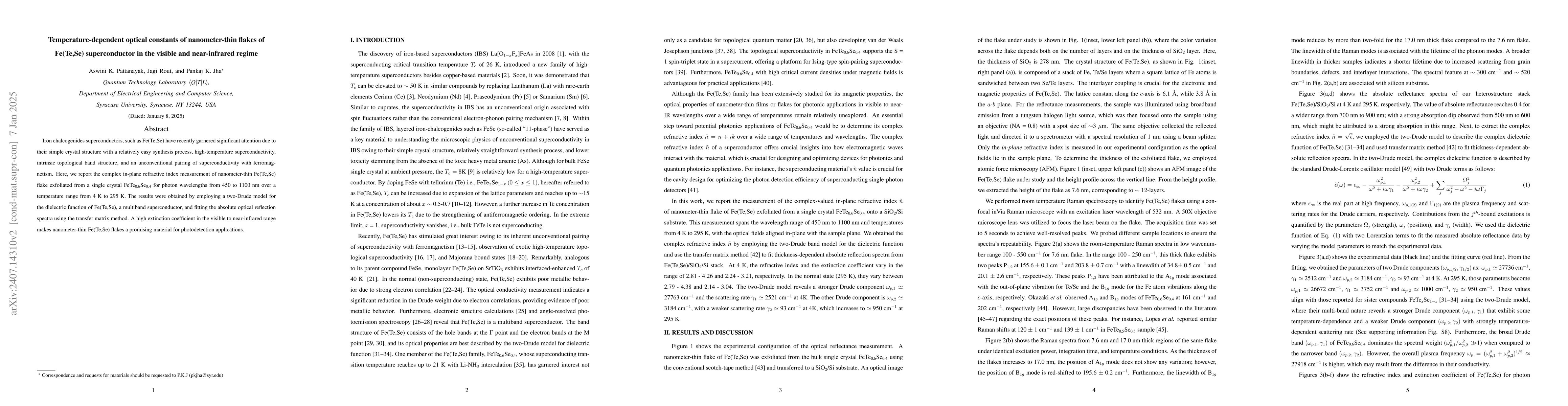 Thumbnail for Temperature-Dependent Optical Constants of Nanometer-thin Flakes of
  Fe(Te,Se) Superconductor in the Visible and Near-Infrared Regime