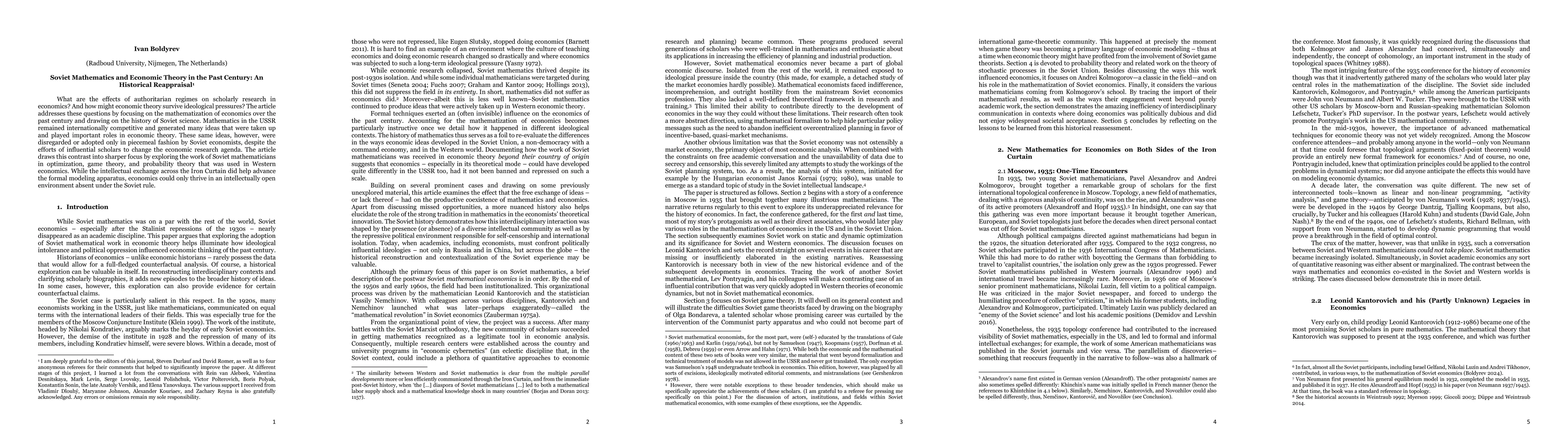 Thumbnail for Soviet Mathematics and Economic Theory in the Past Century: An
  Historical Reappraisal