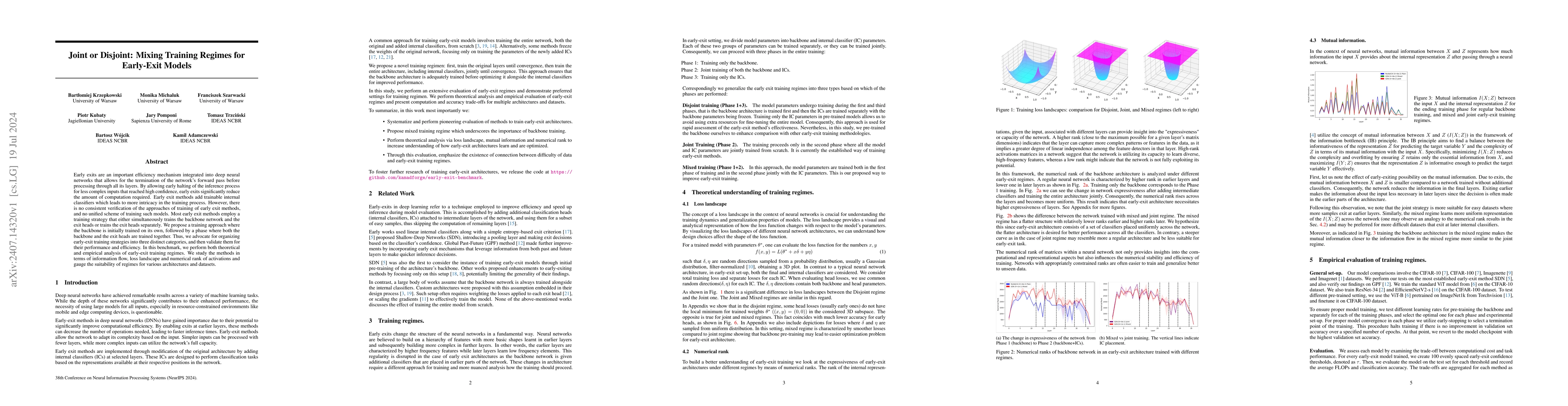 Thumbnail for Joint or Disjoint: Mixing Training Regimes for Early-Exit Models