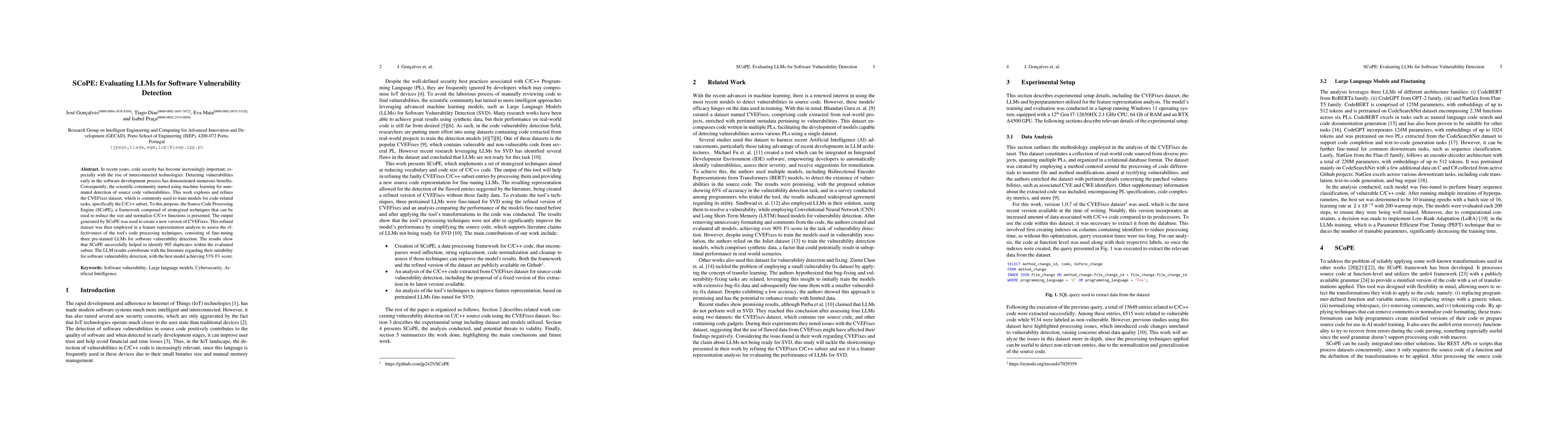 Thumbnail for SCoPE: Evaluating LLMs for Software Vulnerability Detection