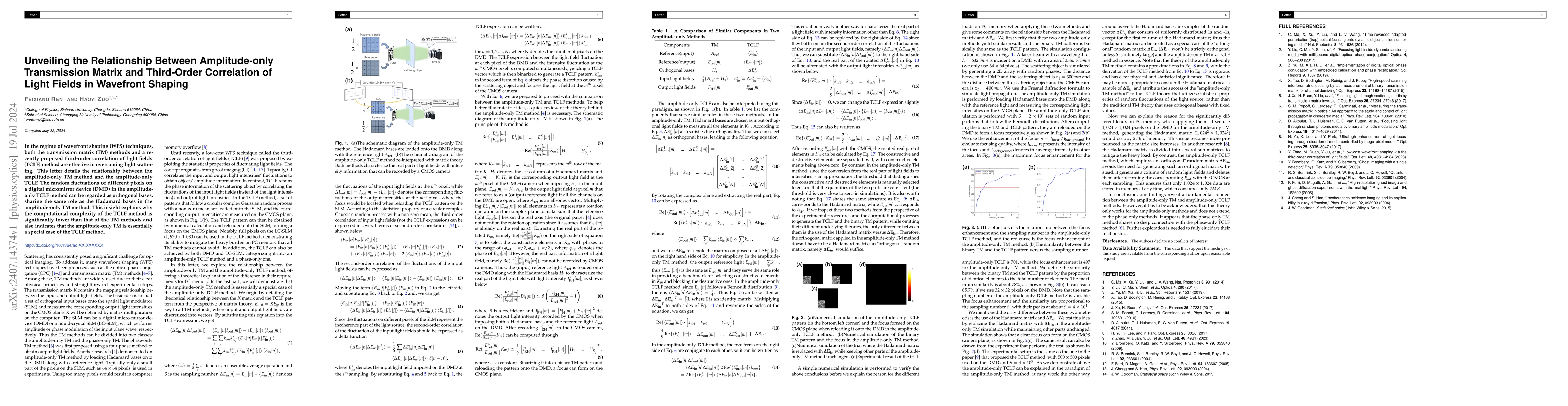 Thumbnail for Unveiling the Relationship Between Amplitude-only Transmission Matrix
  and Third-Order Correlation of Light Fields in Wavefront Shaping