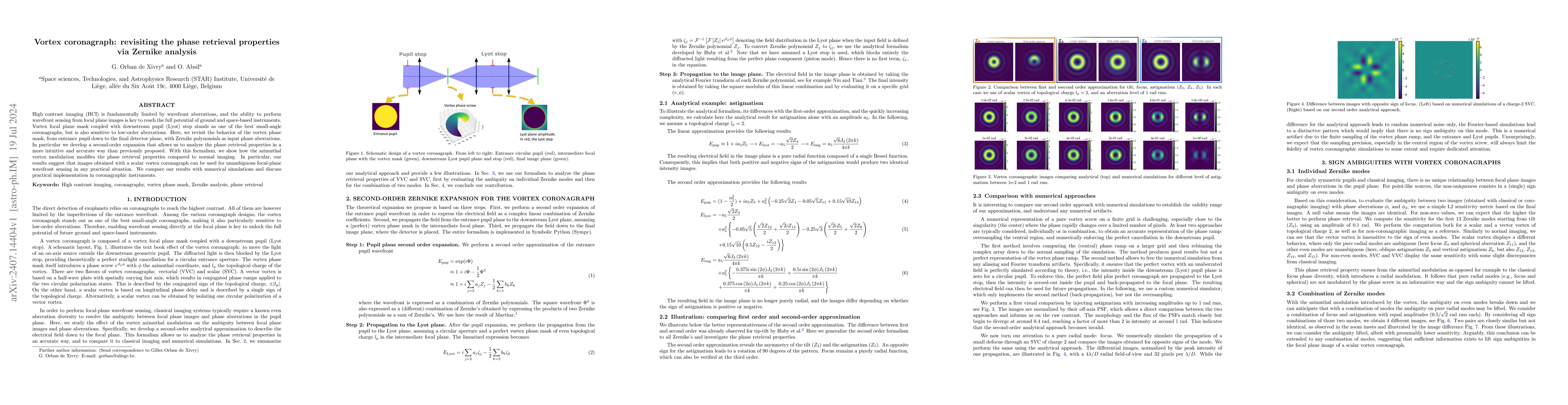 Thumbnail for Vortex coronagraph: revisiting the phase retrieval properties via
  Zernike analysis
