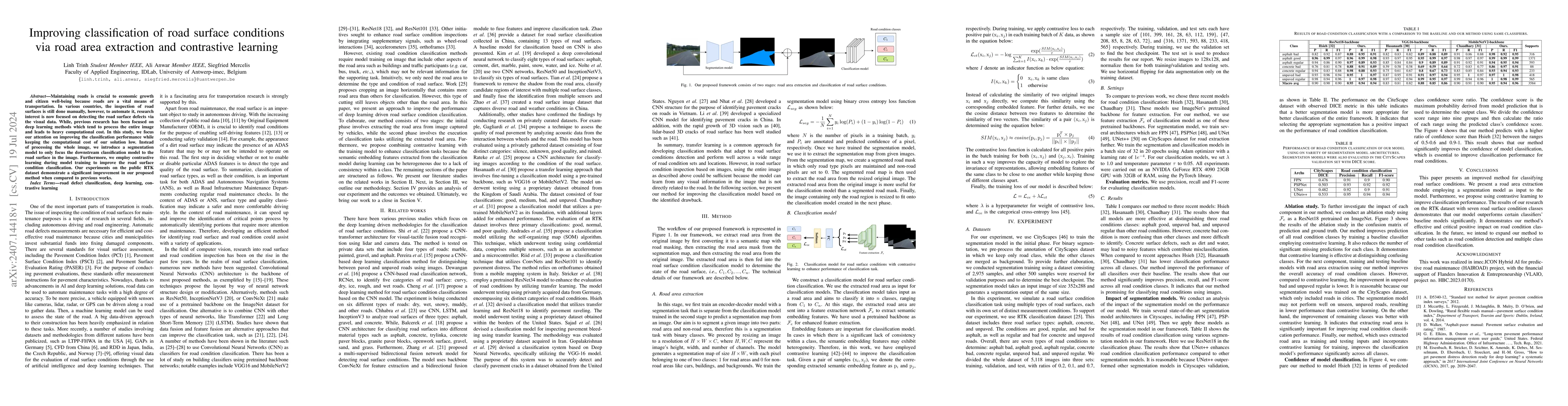 Thumbnail for Improving classification of road surface conditions via road area
  extraction and contrastive learning