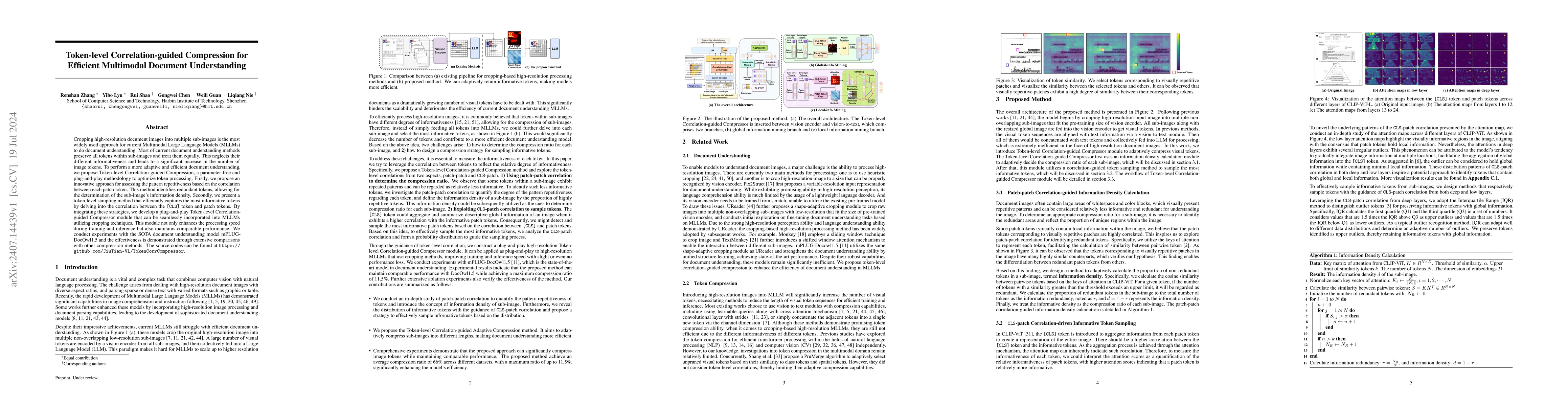 Thumbnail for Token-level Correlation-guided Compression for Efficient Multimodal
  Document Understanding
