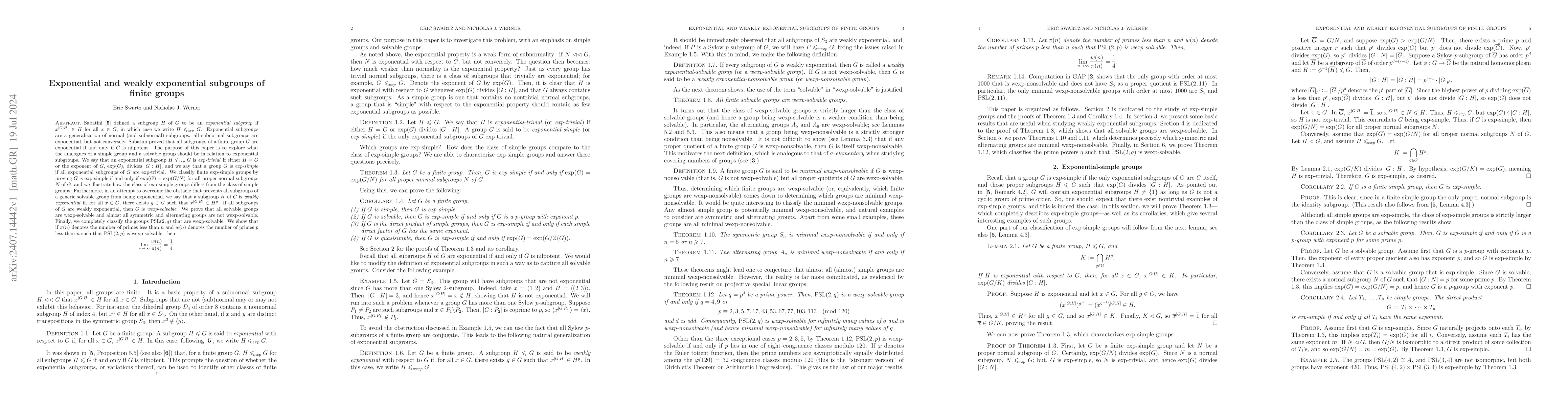 Thumbnail for Exponential and weakly exponential subgroups of finite groups