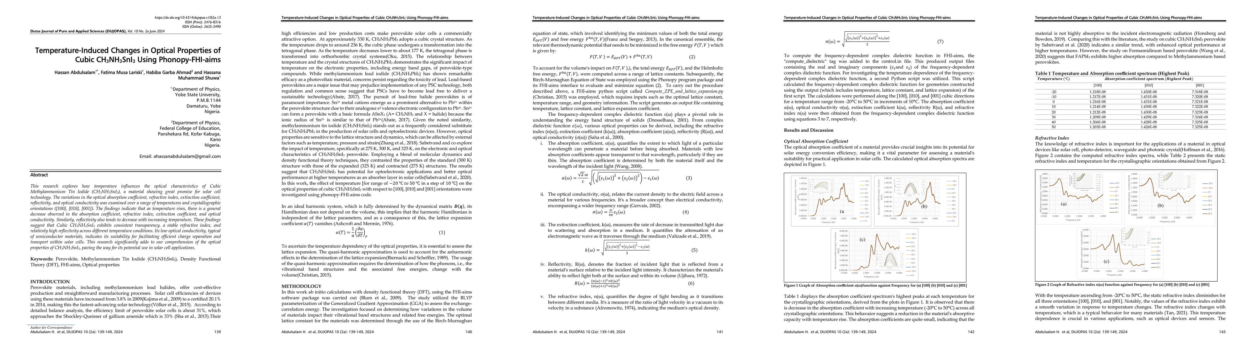 Thumbnail for Temperature-induced changes in optical properties of cubic
  CH$_3$NH$_3$SnI$_3$ using phonopy-FHI-aims