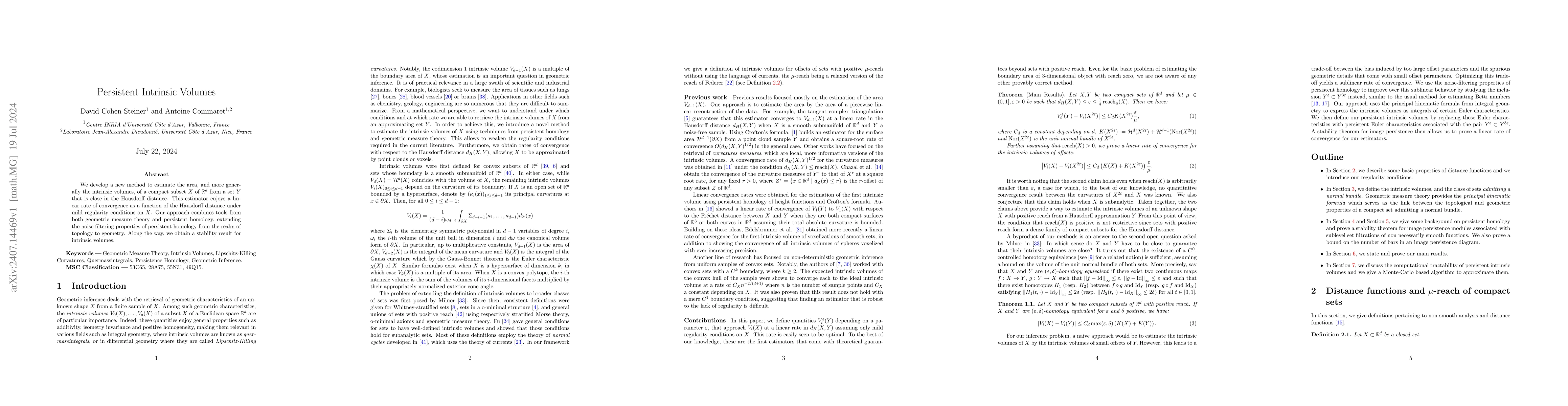 Thumbnail for Persistent Intrinsic Volumes