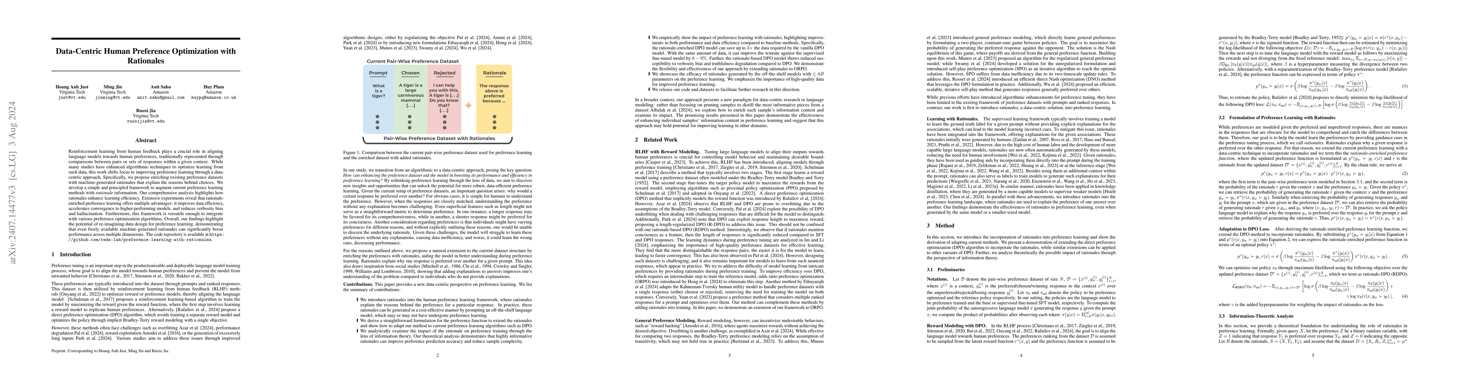 Thumbnail for Data-Centric Human Preference Optimization with Rationales