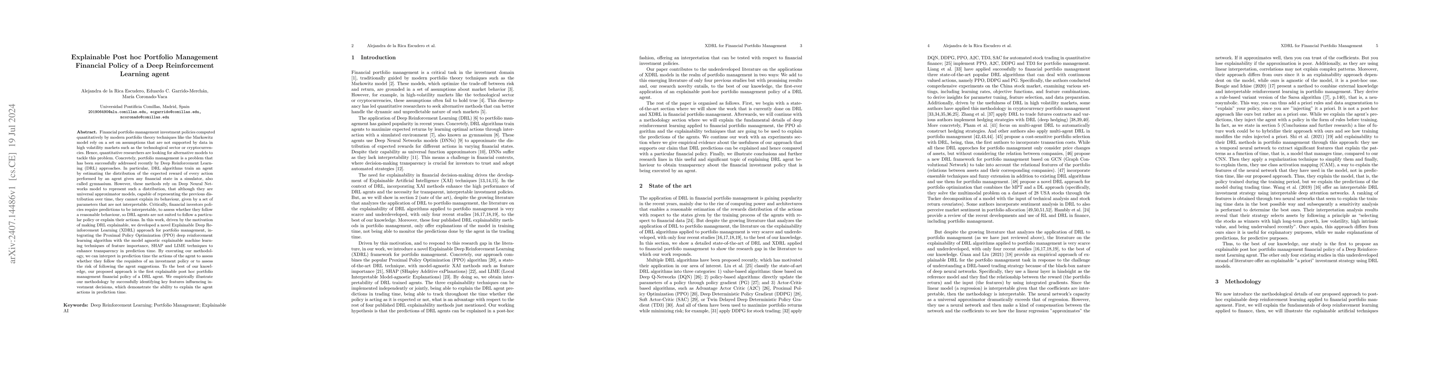 Thumbnail for Explainable Post hoc Portfolio Management Financial Policy of a Deep
  Reinforcement Learning agent