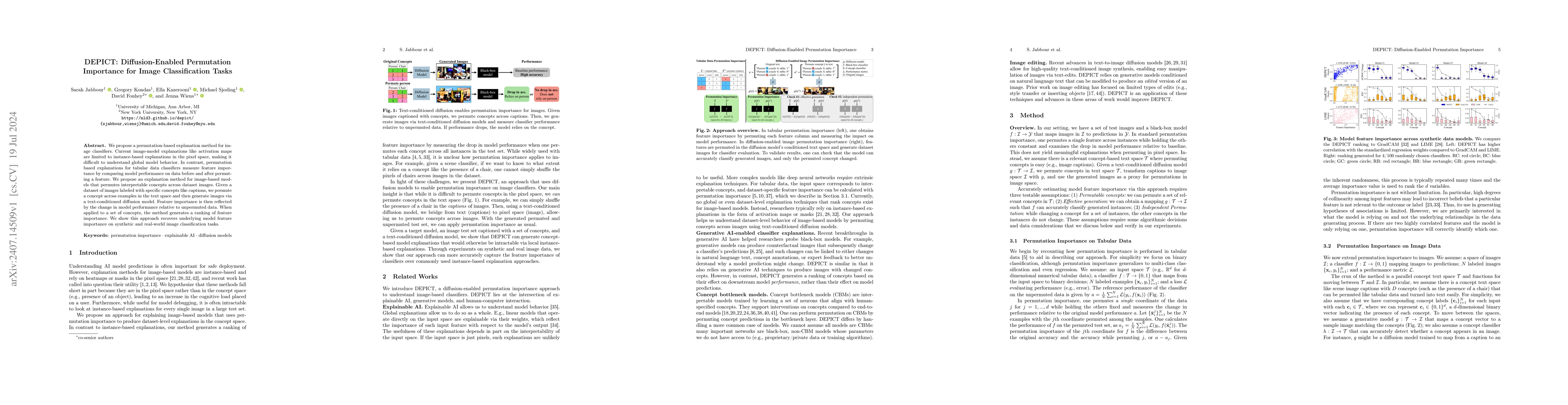 Thumbnail for DEPICT: Diffusion-Enabled Permutation Importance for Image
  Classification Tasks