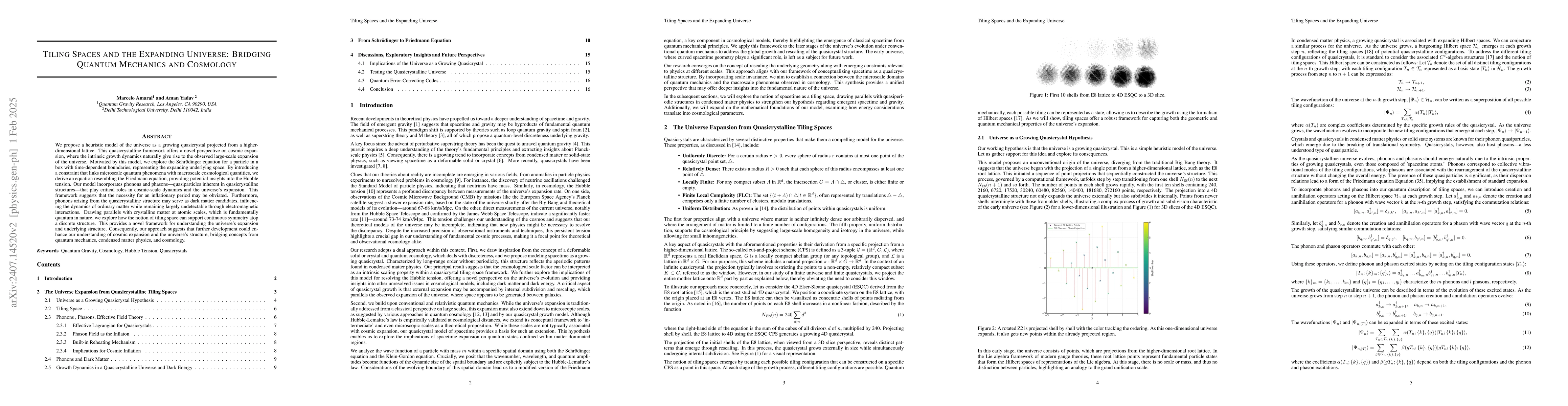 Thumbnail for Tiling Spaces and the Expanding Universe: Bridging Quantum Mechanics and
  Cosmology