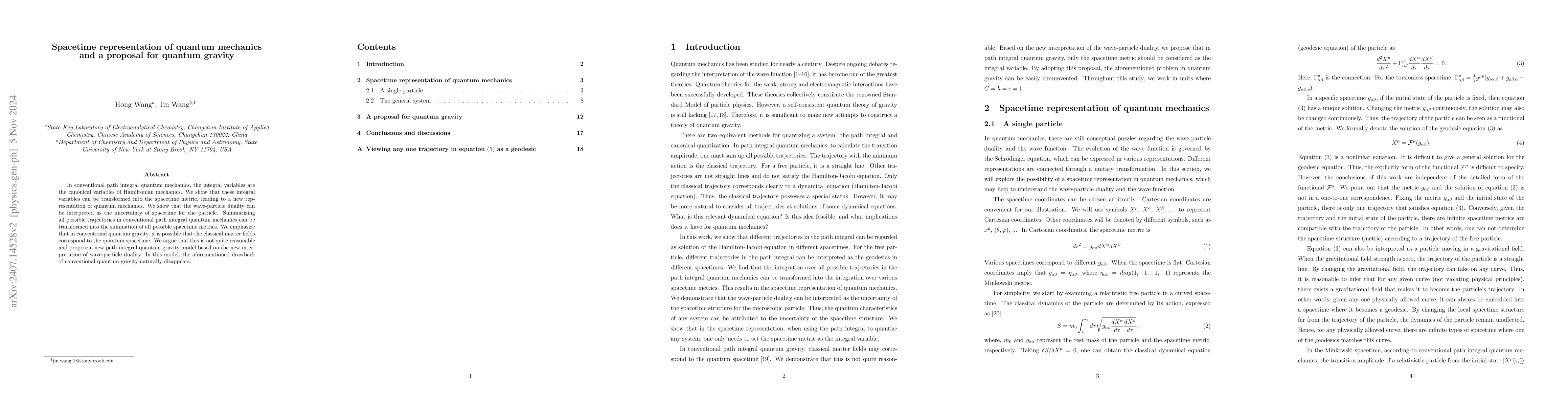 Thumbnail for Spacetime representation of quantum mechanics and a proposal for quantum
  gravity