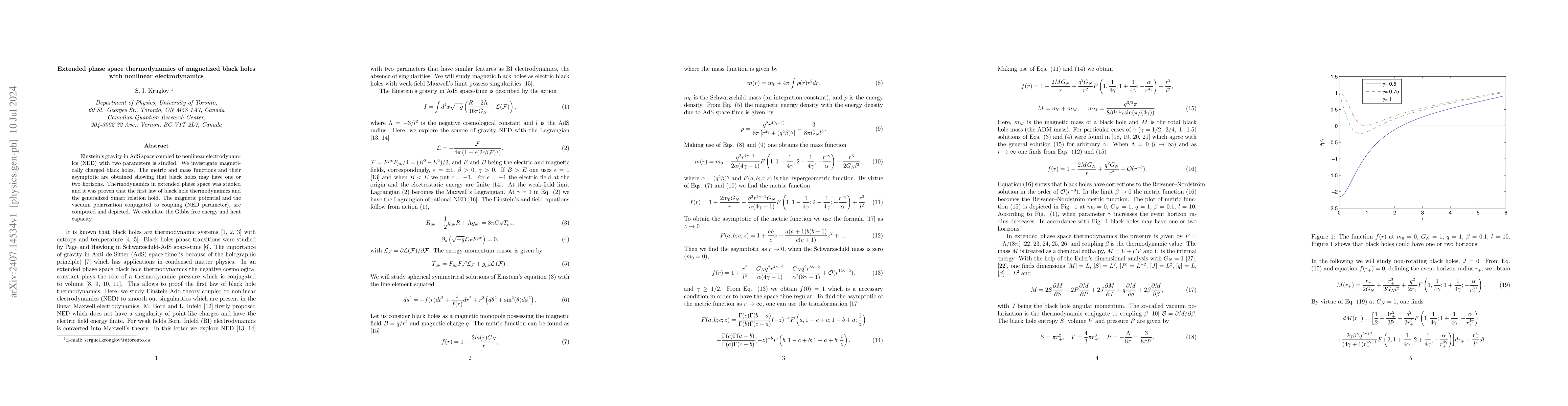 Thumbnail for Extended phase space thermodynamics of magnetized black holes with
  nonlinear electrodynamics