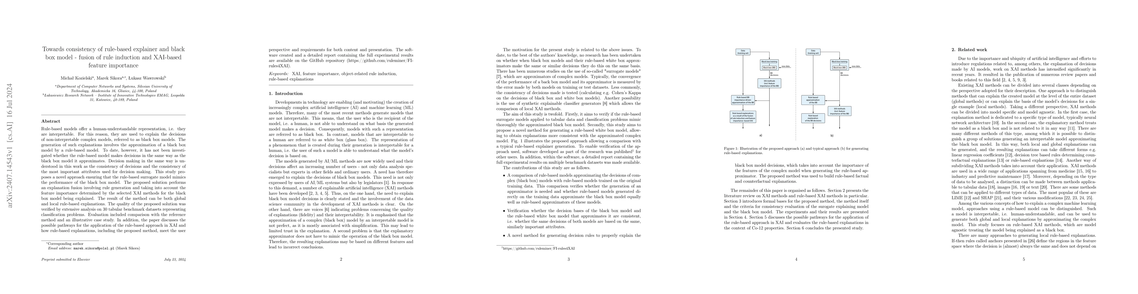 Thumbnail for Towards consistency of rule-based explainer and black box model --
  fusion of rule induction and XAI-based feature importance