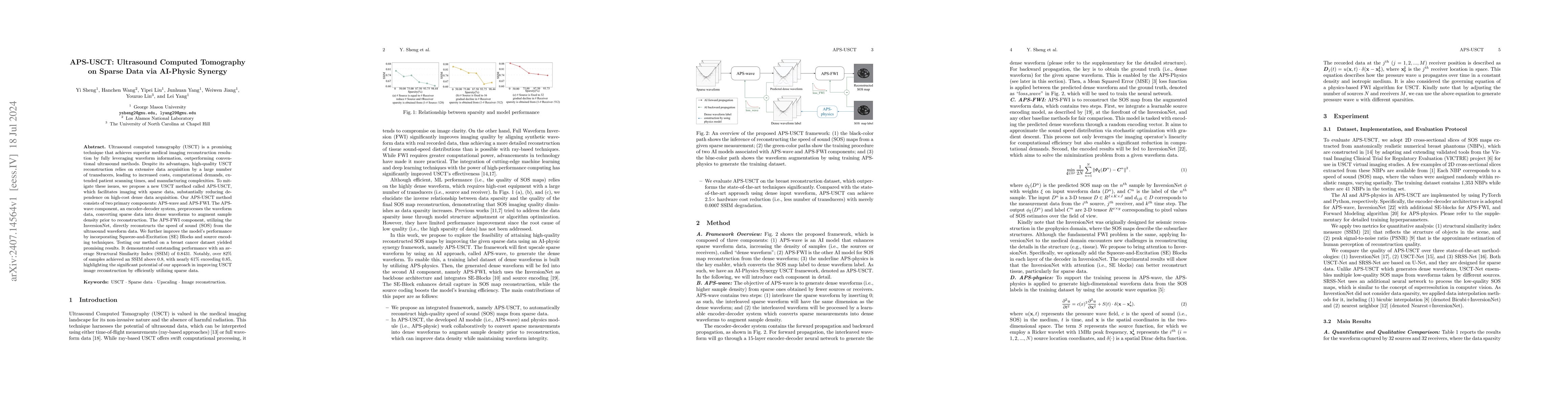 Thumbnail for APS-USCT: Ultrasound Computed Tomography on Sparse Data via AI-Physic
  Synergy
