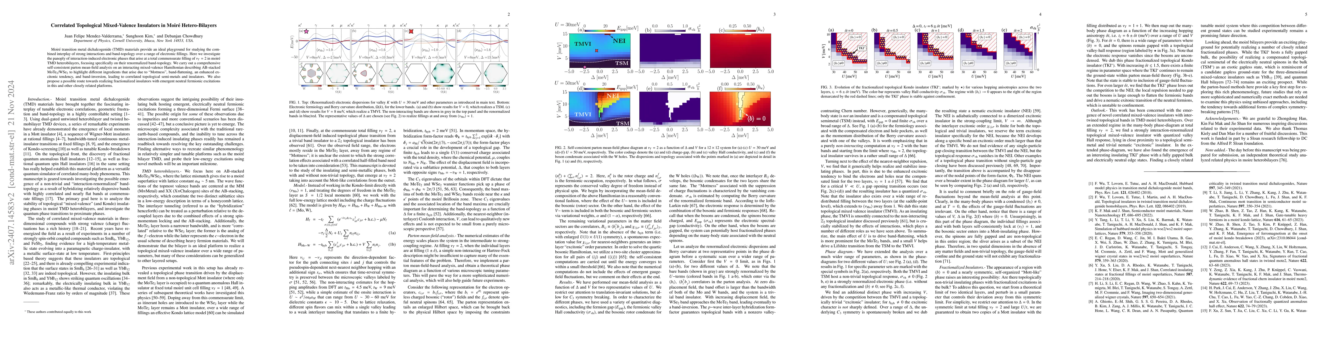 Thumbnail for Correlated Topological Mixed-Valence Insulators in Moiré
  Hetero-Bilayers
