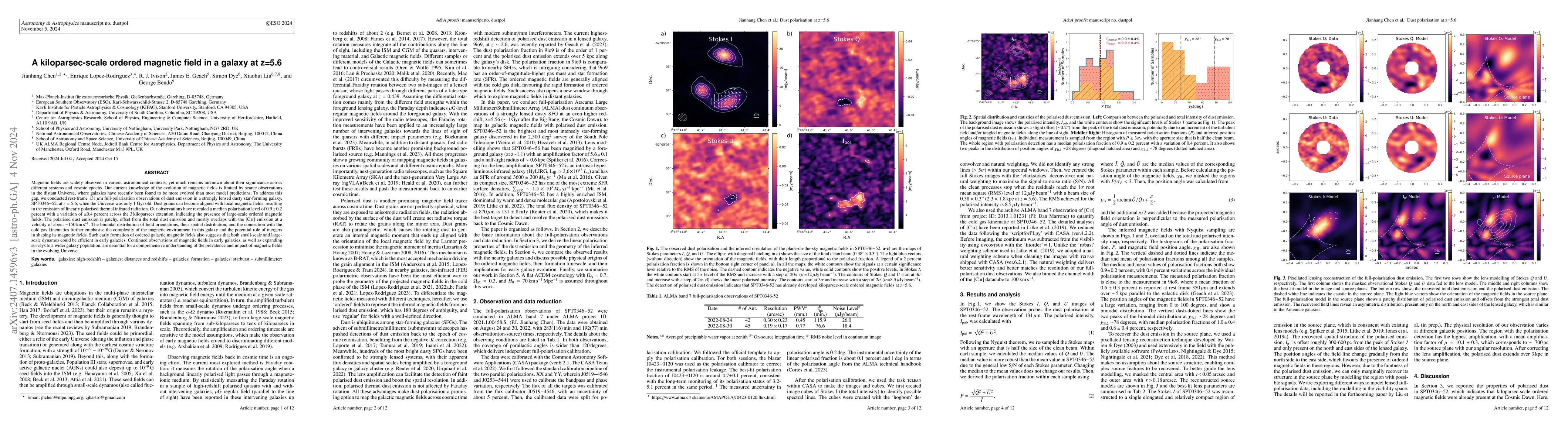 Thumbnail for A kiloparsec-scale ordered magnetic field in a galaxy at z=5.6