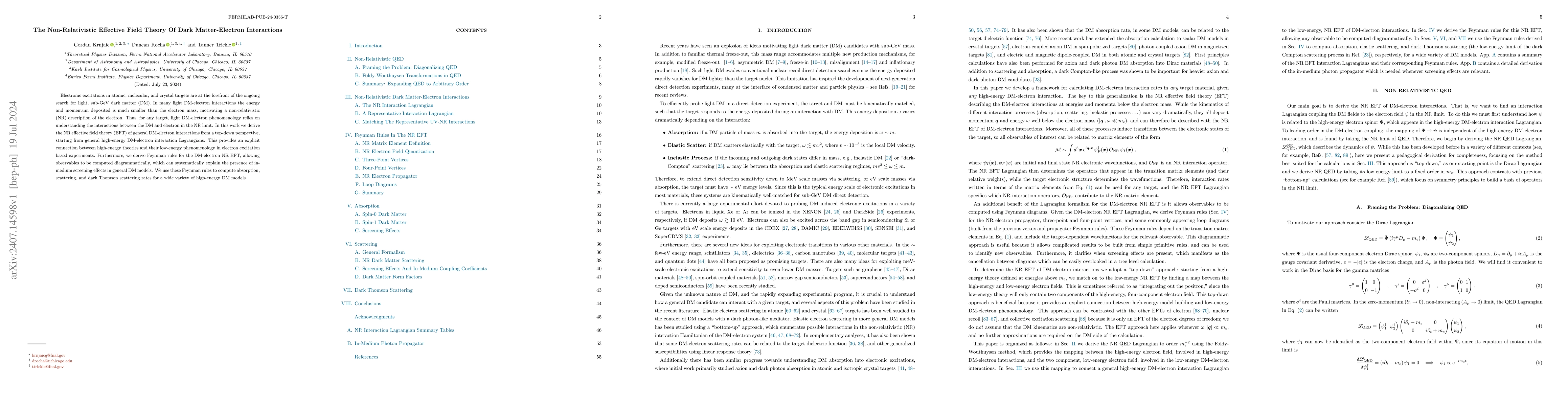 Thumbnail for The Non-Relativistic Effective Field Theory Of Dark Matter-Electron
  Interactions