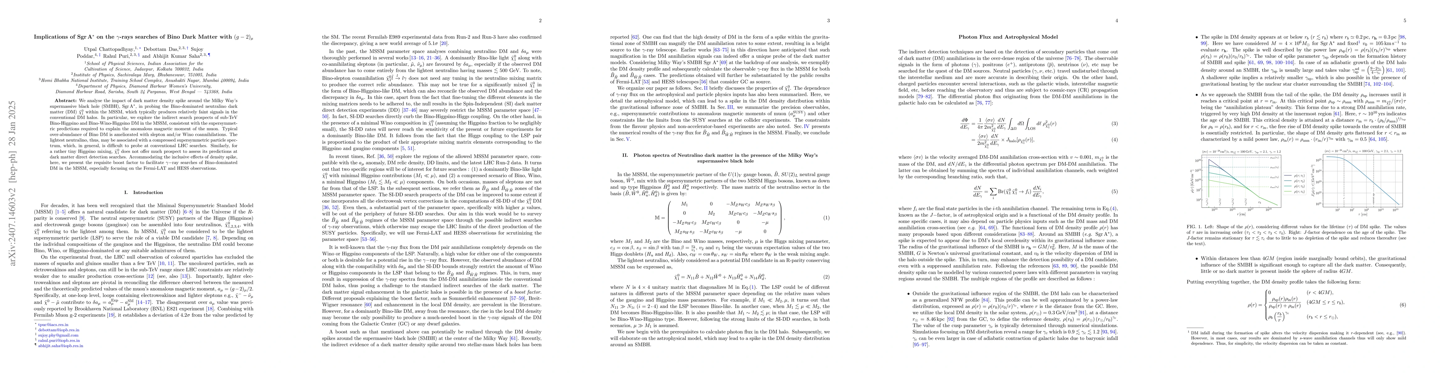 Thumbnail for Implications of Sgr A$^\ast$ on the $γ$-rays searches of Bino Dark
  Matter with $(g-2)_μ$