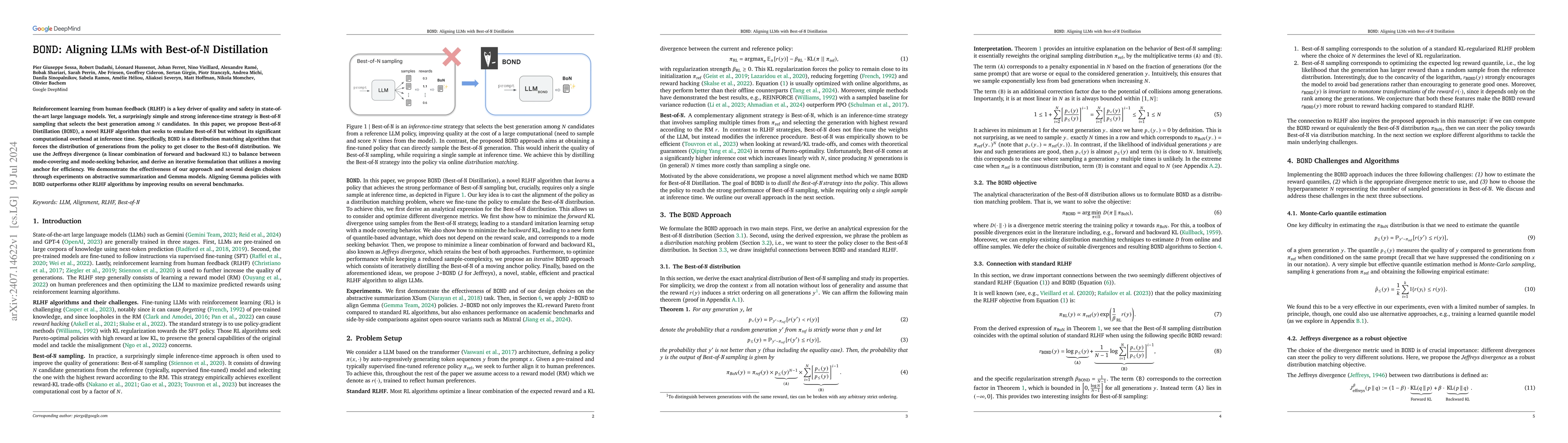 Thumbnail for BOND: Aligning LLMs with Best-of-N Distillation