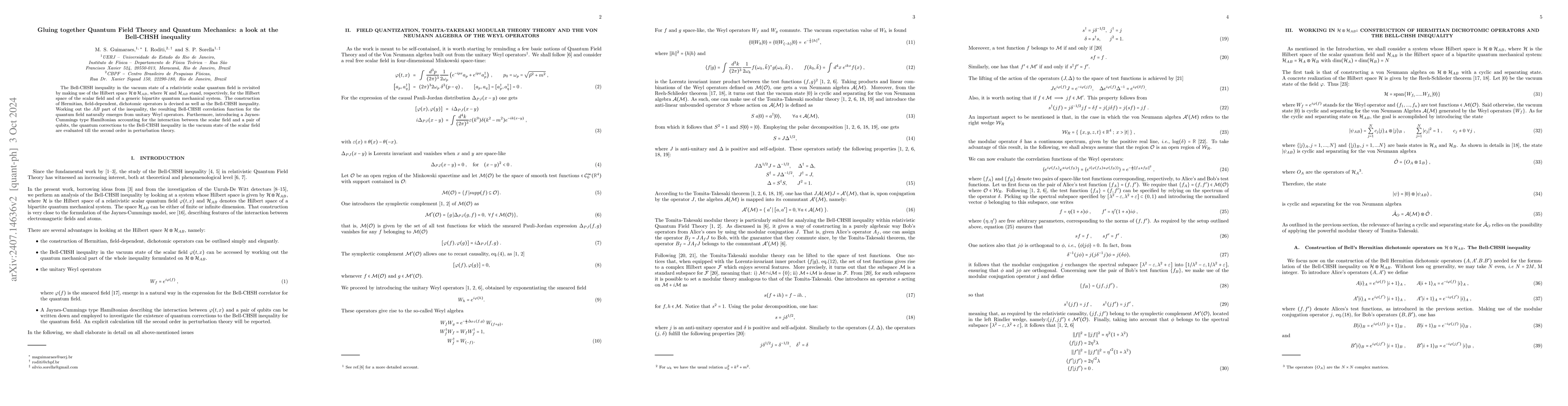 Thumbnail for Gluing together Quantum Field Theory and Quantum Mechanics: a look at
  the Bell-CHSH inequality