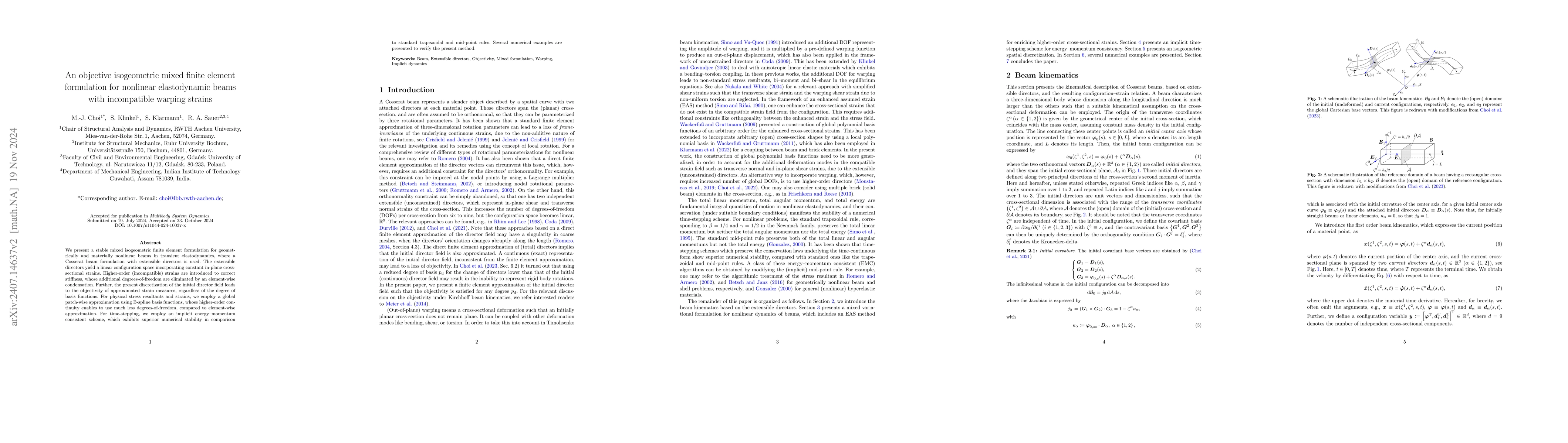 Thumbnail for An objective isogeometric mixed finite element formulation for nonlinear
  elastodynamic beams with incompatible warping strains