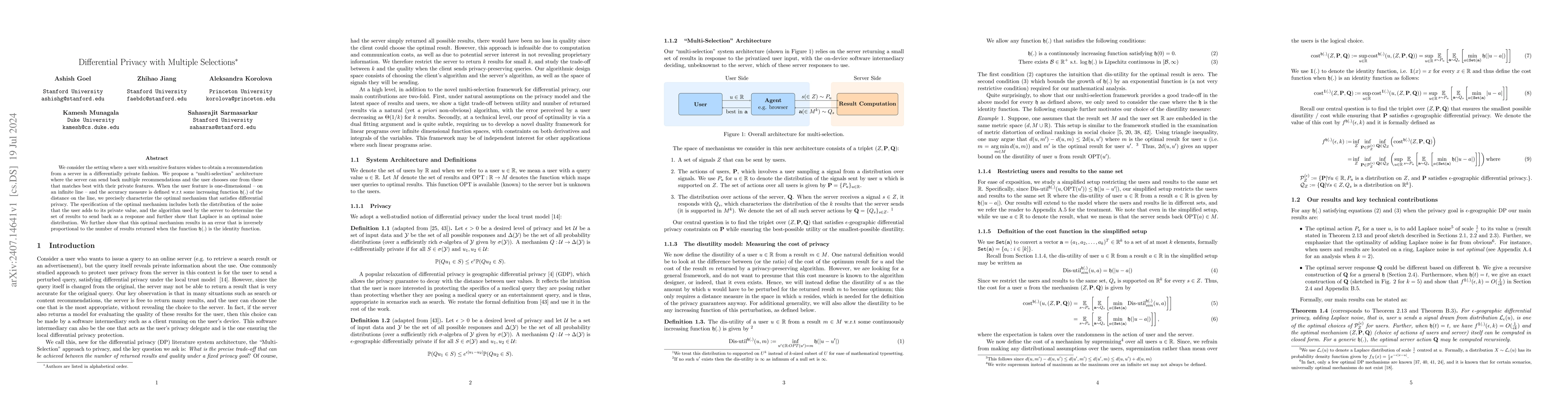 Thumbnail for Differential Privacy with Multiple Selections