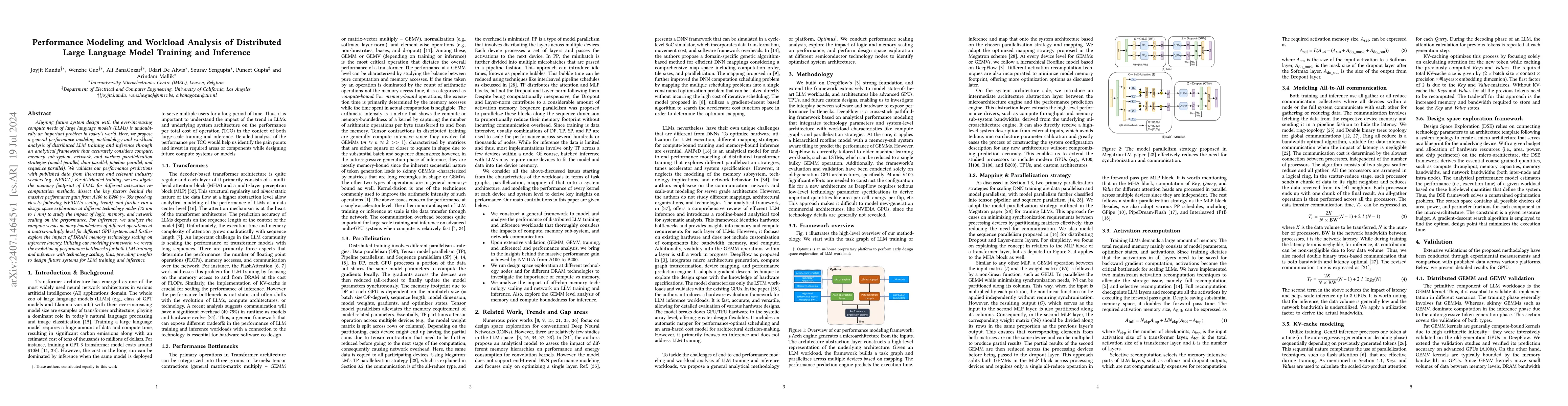Thumbnail for Performance Modeling and Workload Analysis of Distributed Large Language
  Model Training and Inference