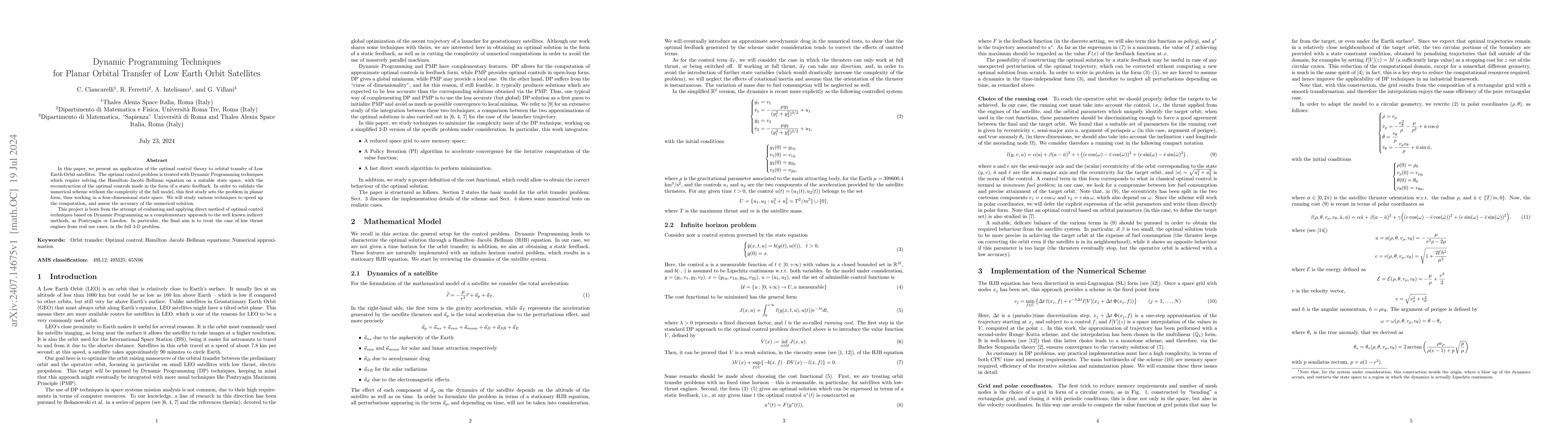 Thumbnail for Dynamic Programming Techniques for Planar Orbital Transfer of Low Earth
  Orbit Satellites