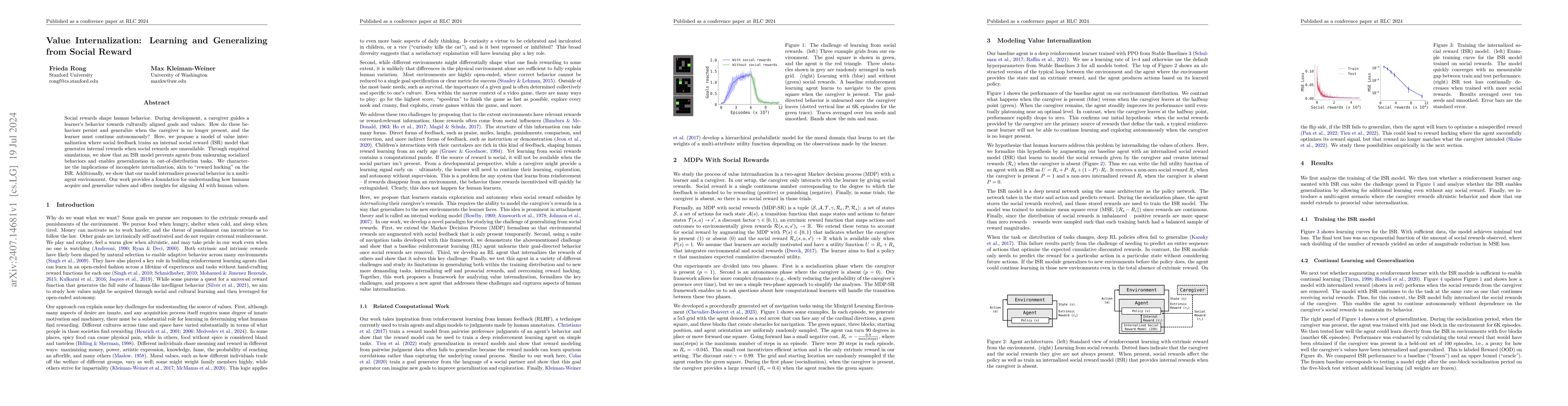 Thumbnail for Value Internalization: Learning and Generalizing from Social Reward