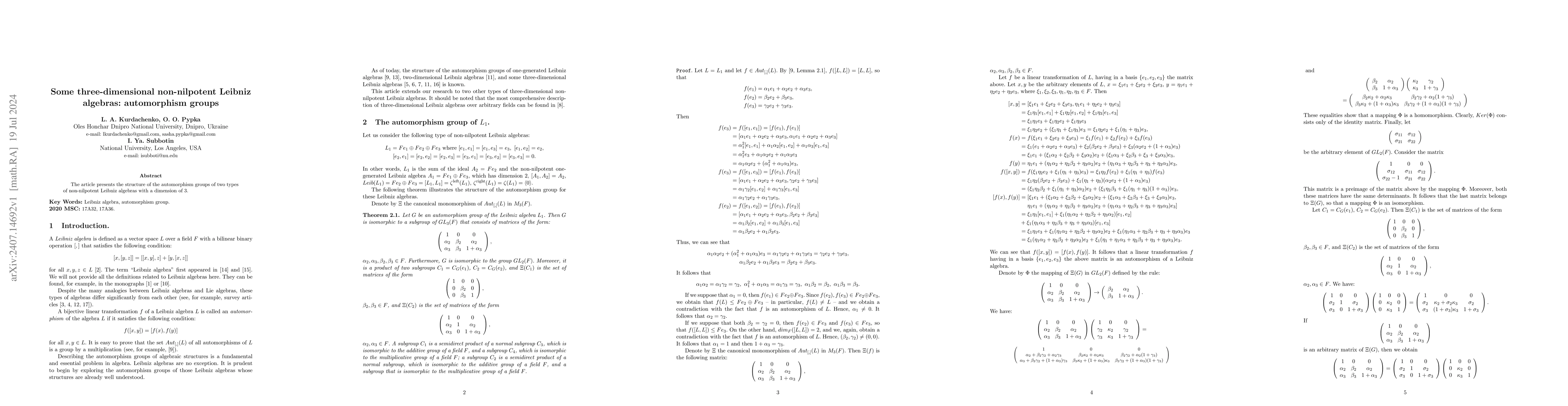 Thumbnail for Some three-dimensional non-nilpotent Leibniz algebras: automorphism
  groups