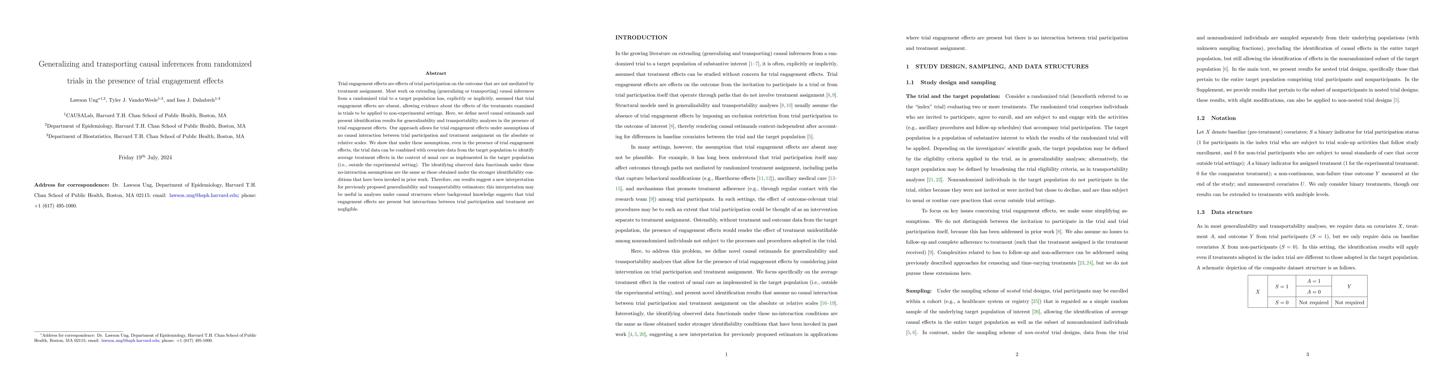 Thumbnail for Generalizing and transporting causal inferences from randomized trials
  in the presence of trial engagement effects