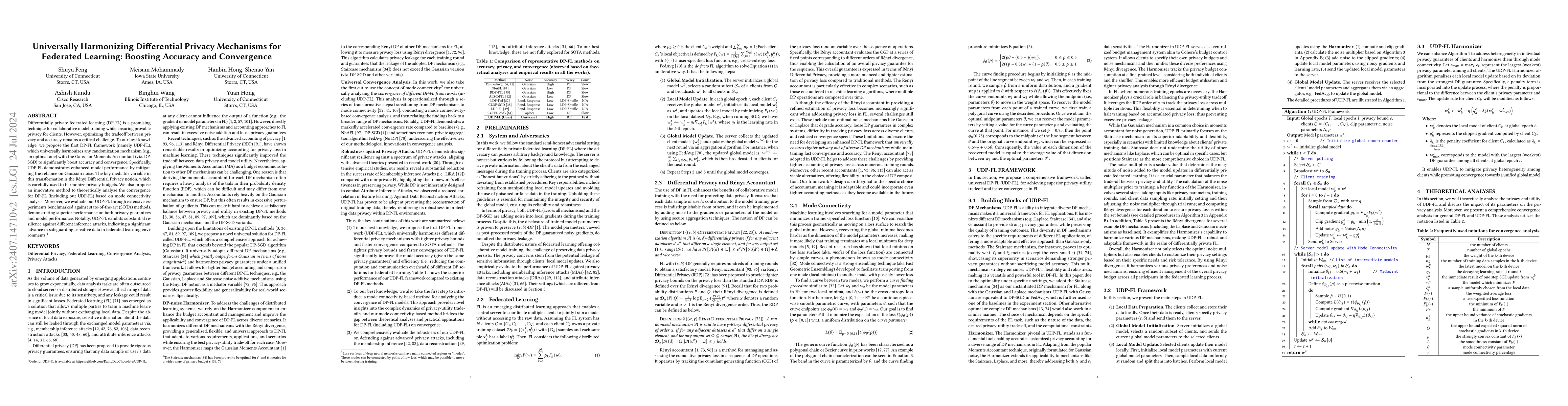 Thumbnail for Universally Harmonizing Differential Privacy Mechanisms for Federated
  Learning: Boosting Accuracy and Convergence